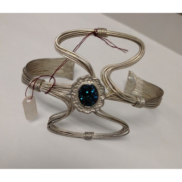 Y2K Silver tone Funky Bangle Bracelet and Choker Necklace - Picture 5 of 9